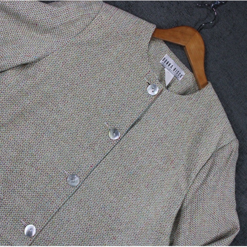 Donna Ricco Collection 100% Silk Multi-Color Basketweave Blazer Jacket Size 10
